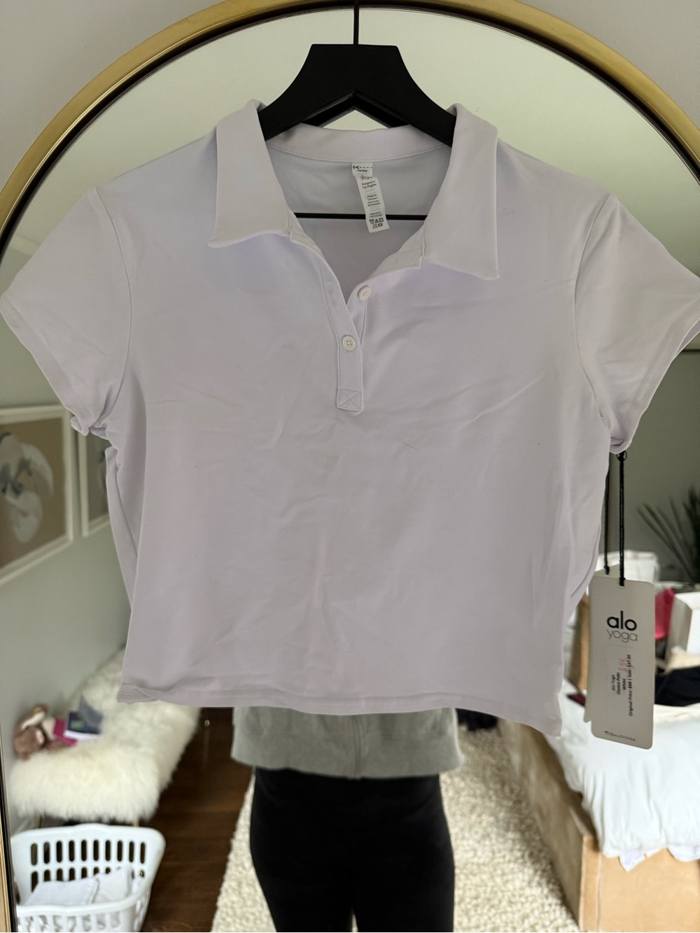 ALO Yoga White Polo Crop Top
